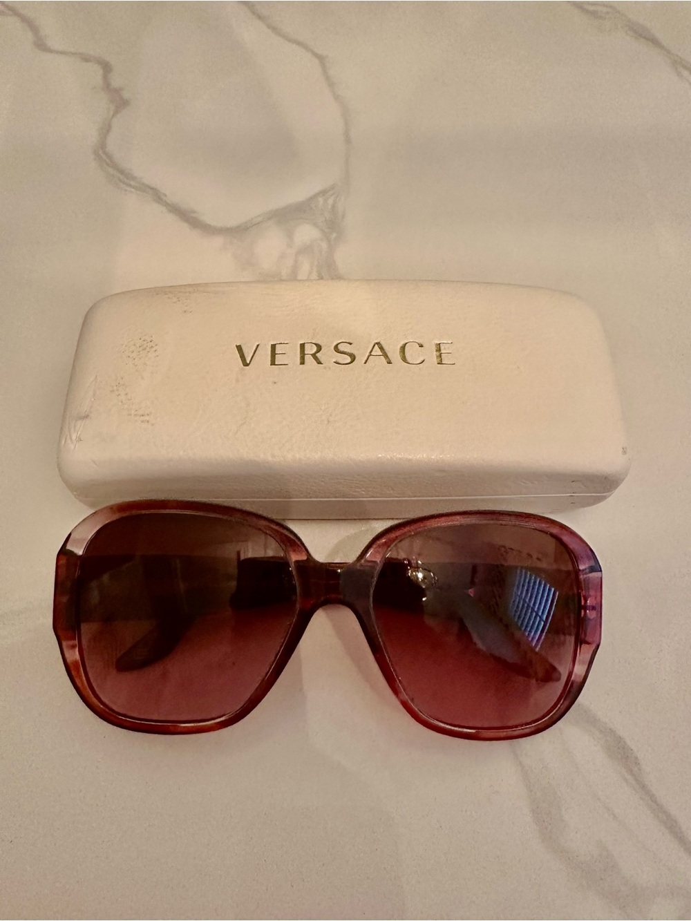 Authentic Y2K Versace VE4238-B Oversized Sunglasses Pink Marble Gradient Lens - Picture 8 of 8